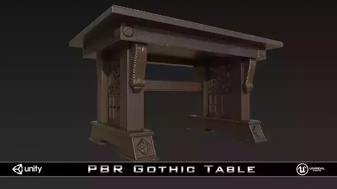 PBR Old Gothic Table Low-poly 3D model