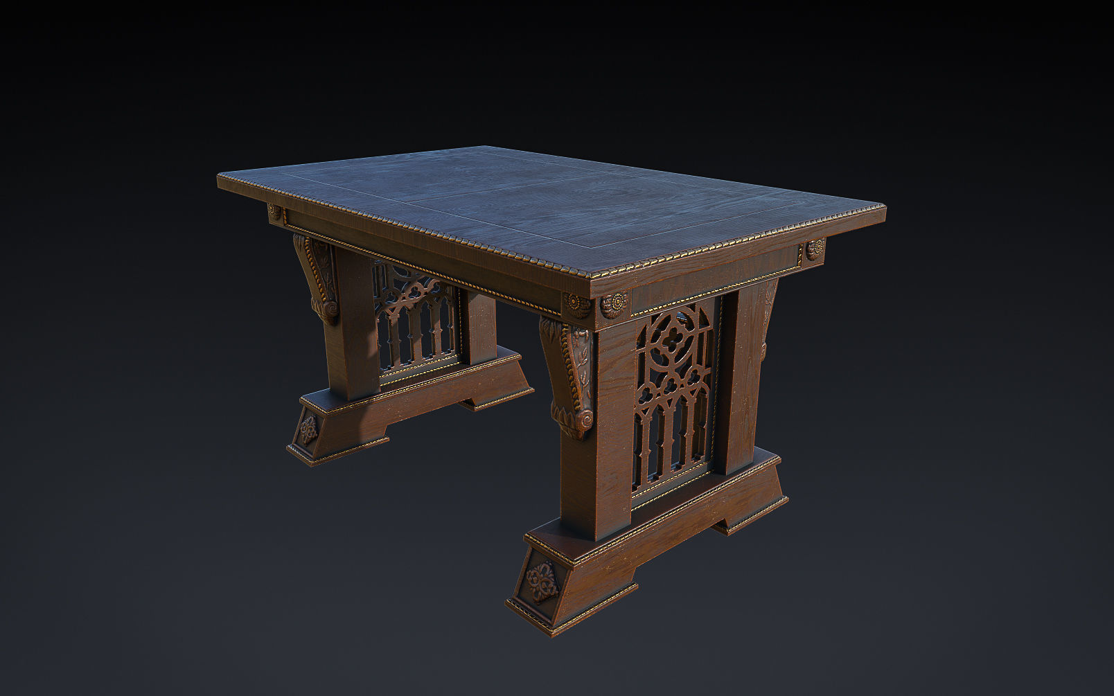 PBR Old Gothic Table Low-poly 3D model_4