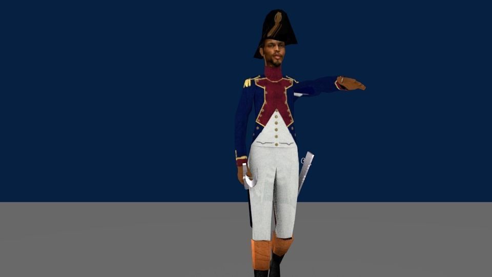 Black OFFICER LOW POLY Napoleonic wars Low-poly 3D model_2