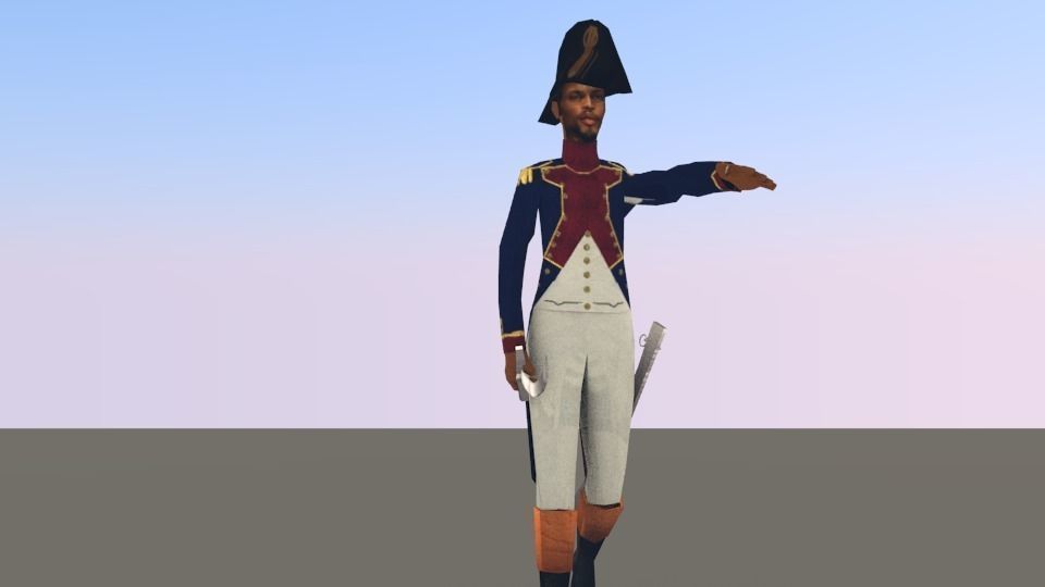 Black OFFICER LOW POLY Napoleonic wars Low-poly 3D model_1