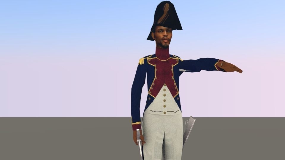 Black OFFICER LOW POLY Napoleonic wars Low-poly 3D model_0