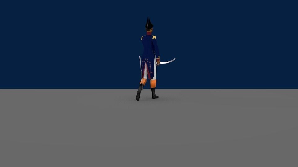 Black OFFICER LOW POLY Napoleonic wars Low-poly 3D model_4