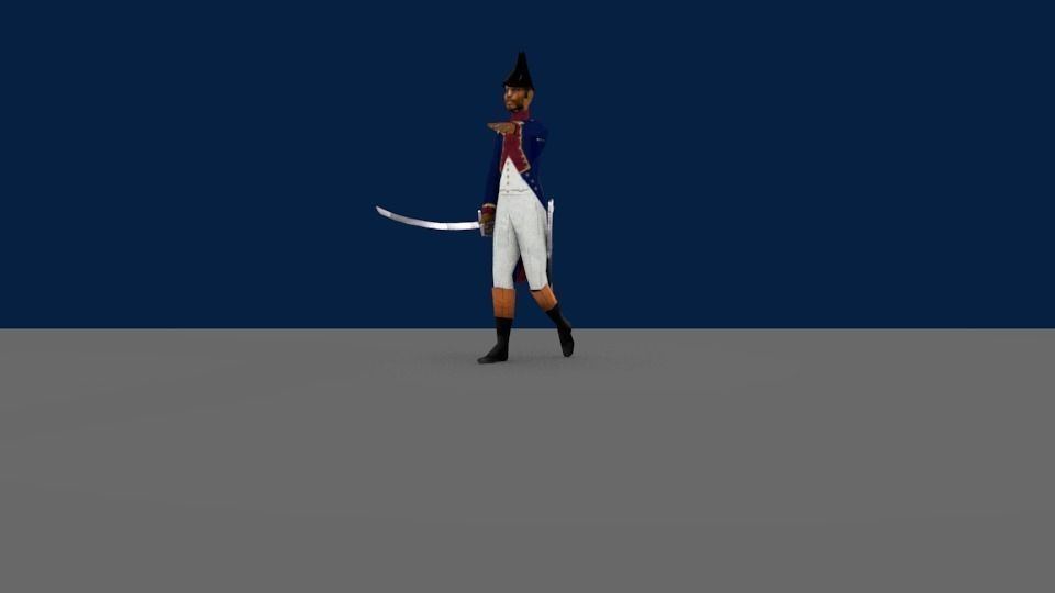 Black OFFICER LOW POLY Napoleonic wars Low-poly 3D model_3