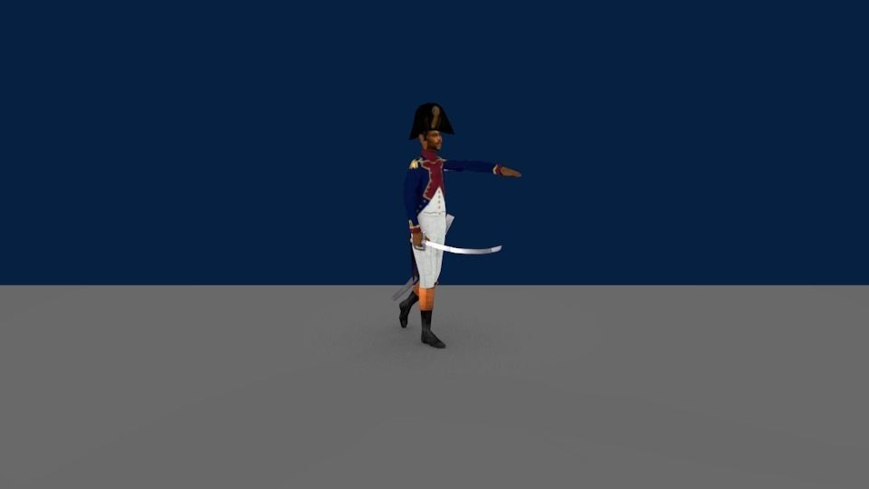 Black OFFICER LOW POLY Napoleonic wars Low-poly 3D model_6