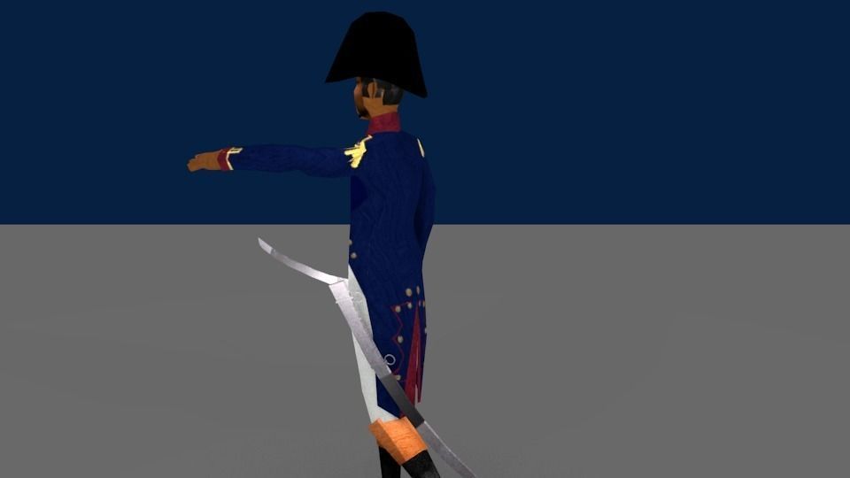 Black OFFICER LOW POLY Napoleonic wars Low-poly 3D model_7