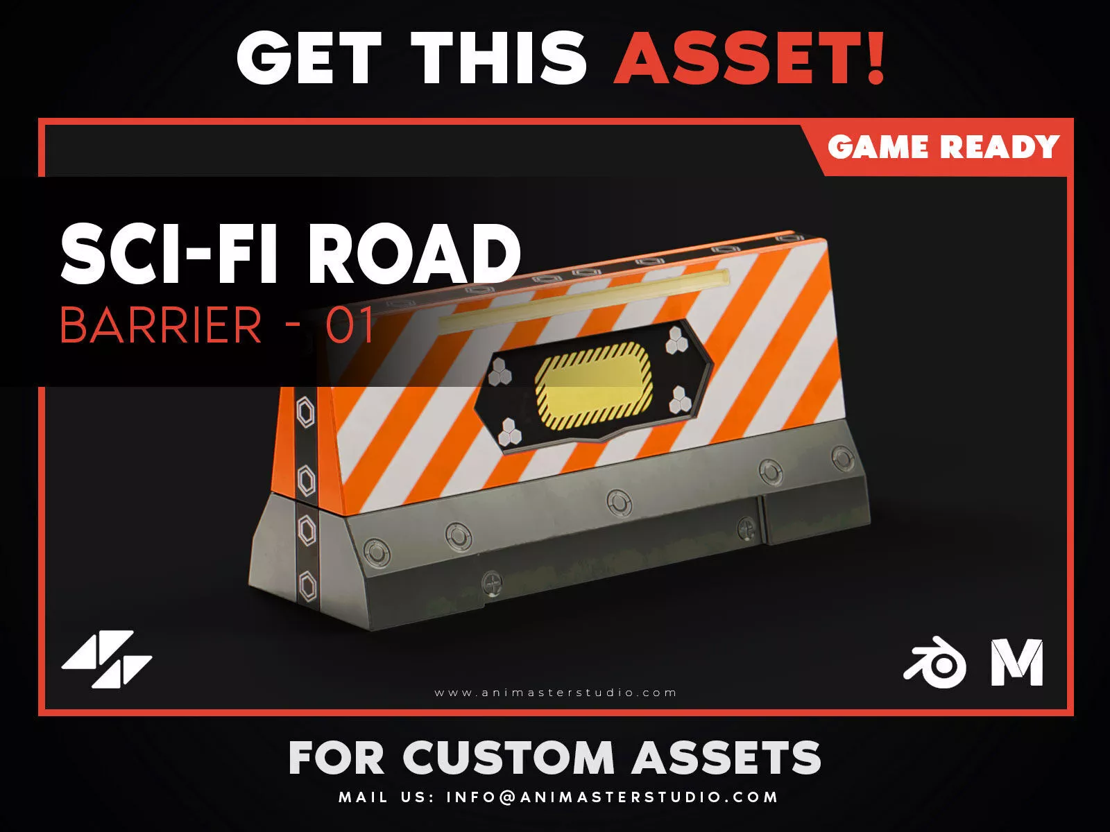 Sci-Fi Futuristic Road Barrier v1 Low-poly 3D model