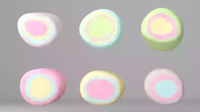 Marshmallow Pack  Realistic 3D Food Asset Low-poly 3D model 5