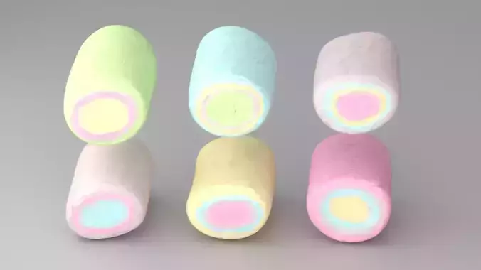 Marshmallow Pack Realistic 3D Food Asset Low-poly 3D model