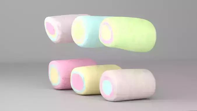 Marshmallow Pack  Realistic 3D Food Asset Low-poly 3D model 6