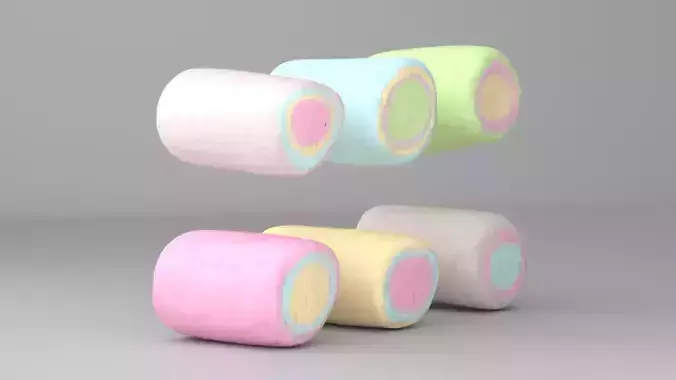 Marshmallow Pack  Realistic 3D Food Asset Low-poly 3D model 7