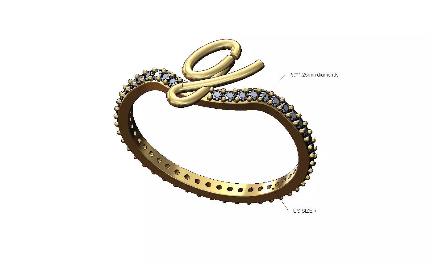 G letter initial 3d lowercase wire diamond eternity ring 3D print model