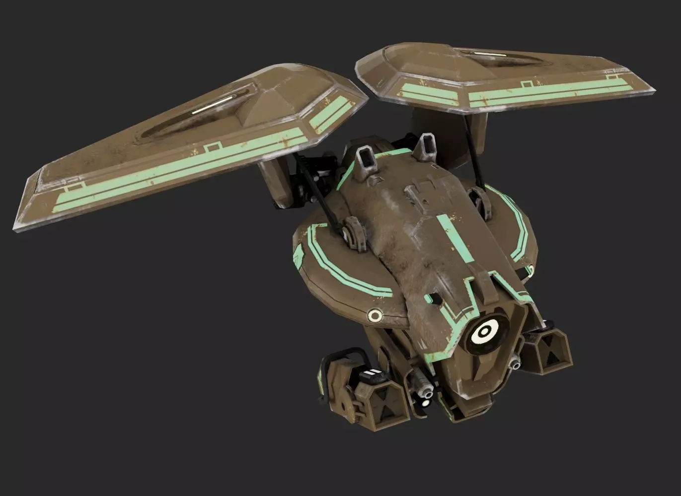 Military Drone 3D Model Sci-Fi UAV Game Ready Low Poly Model Low-poly 3D model