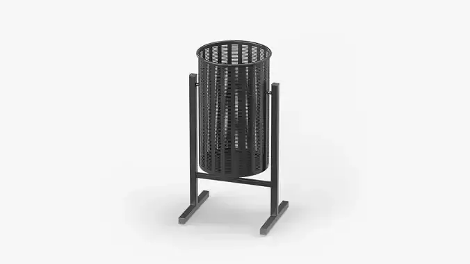 Outdoor Perforated Metal Trash Bin 05