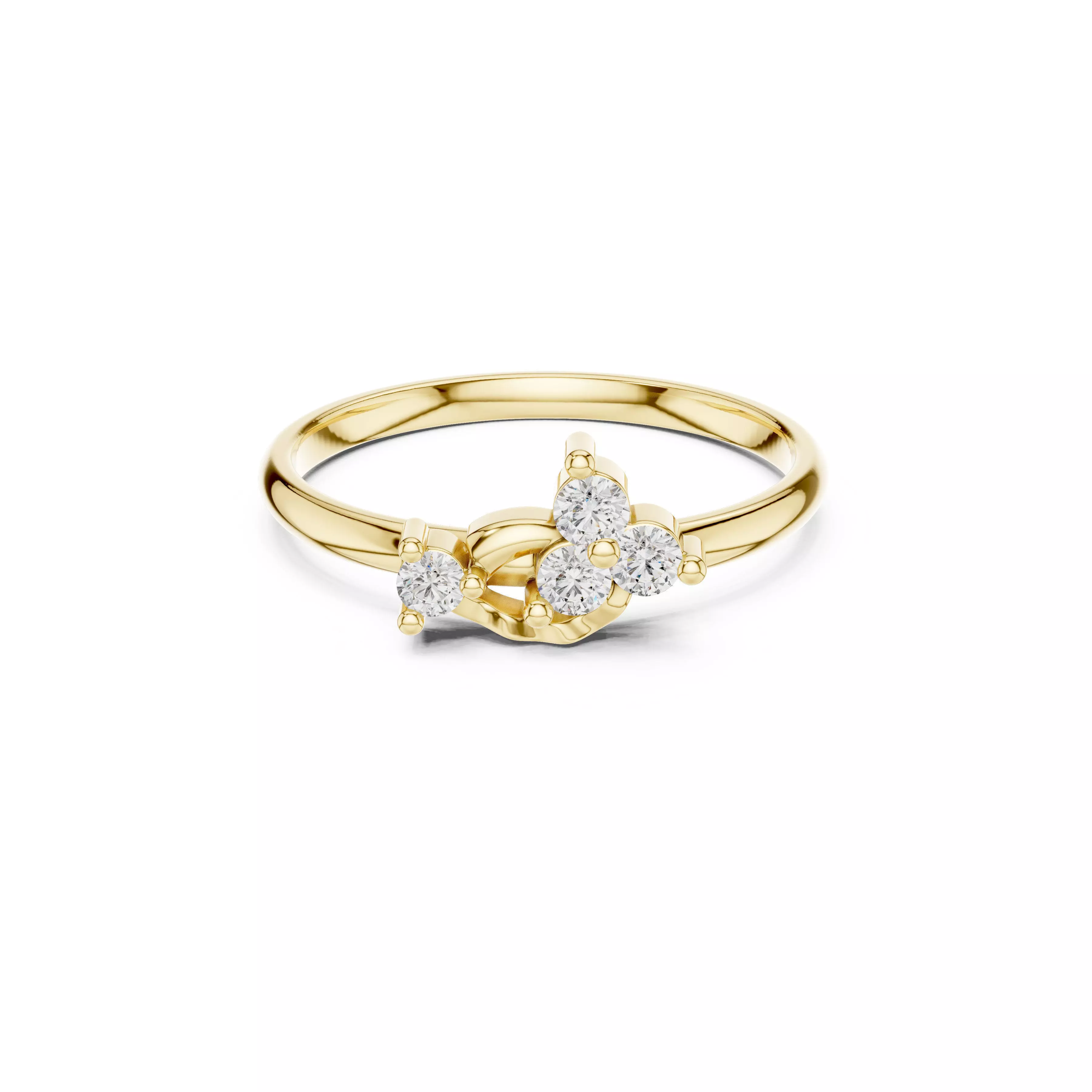 Minimal Diamond Cluster Ring Modern Petite Trio CAD 3D print model