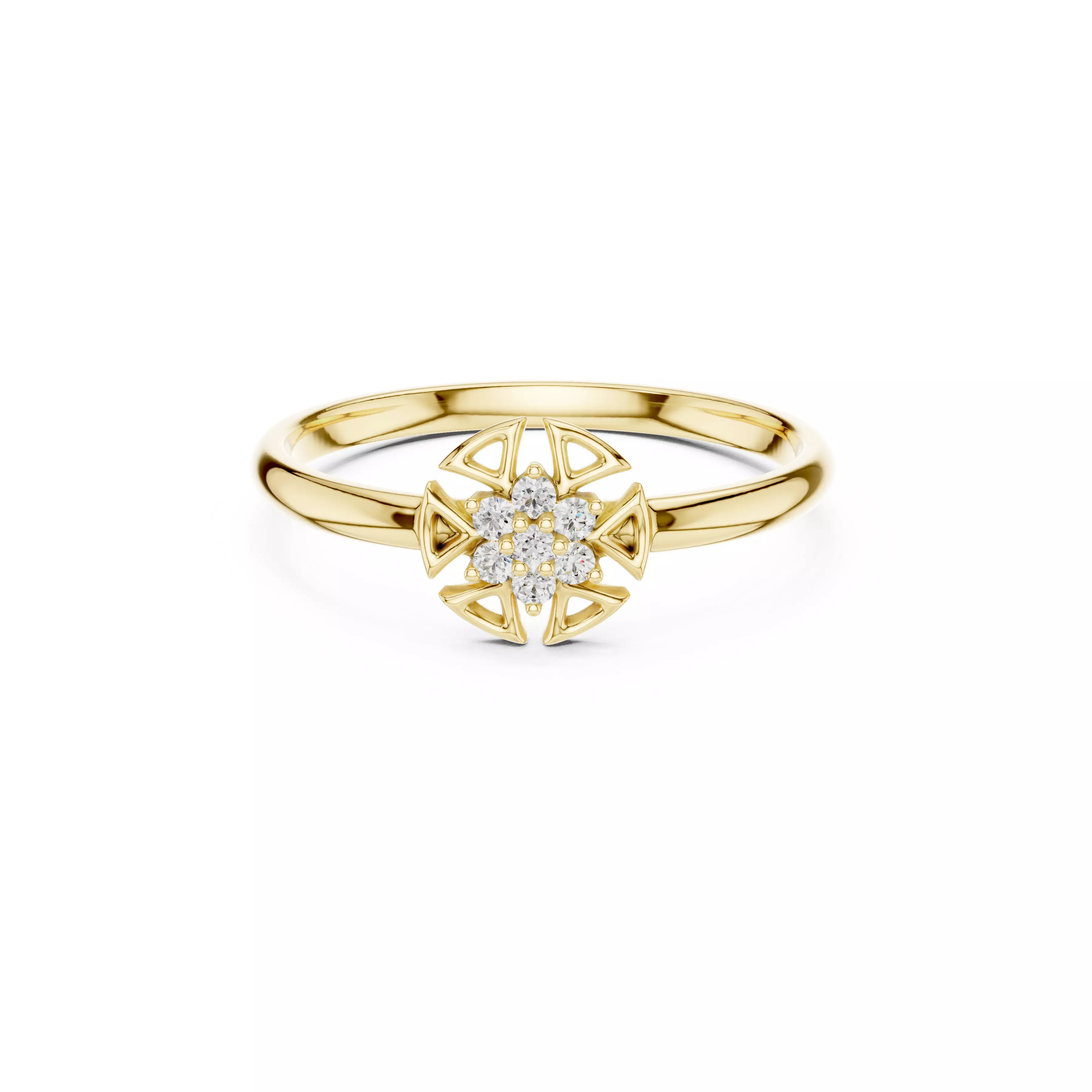 Jewelry Floral Diamond Ring Symmetry Bloom CAD 3D print model
