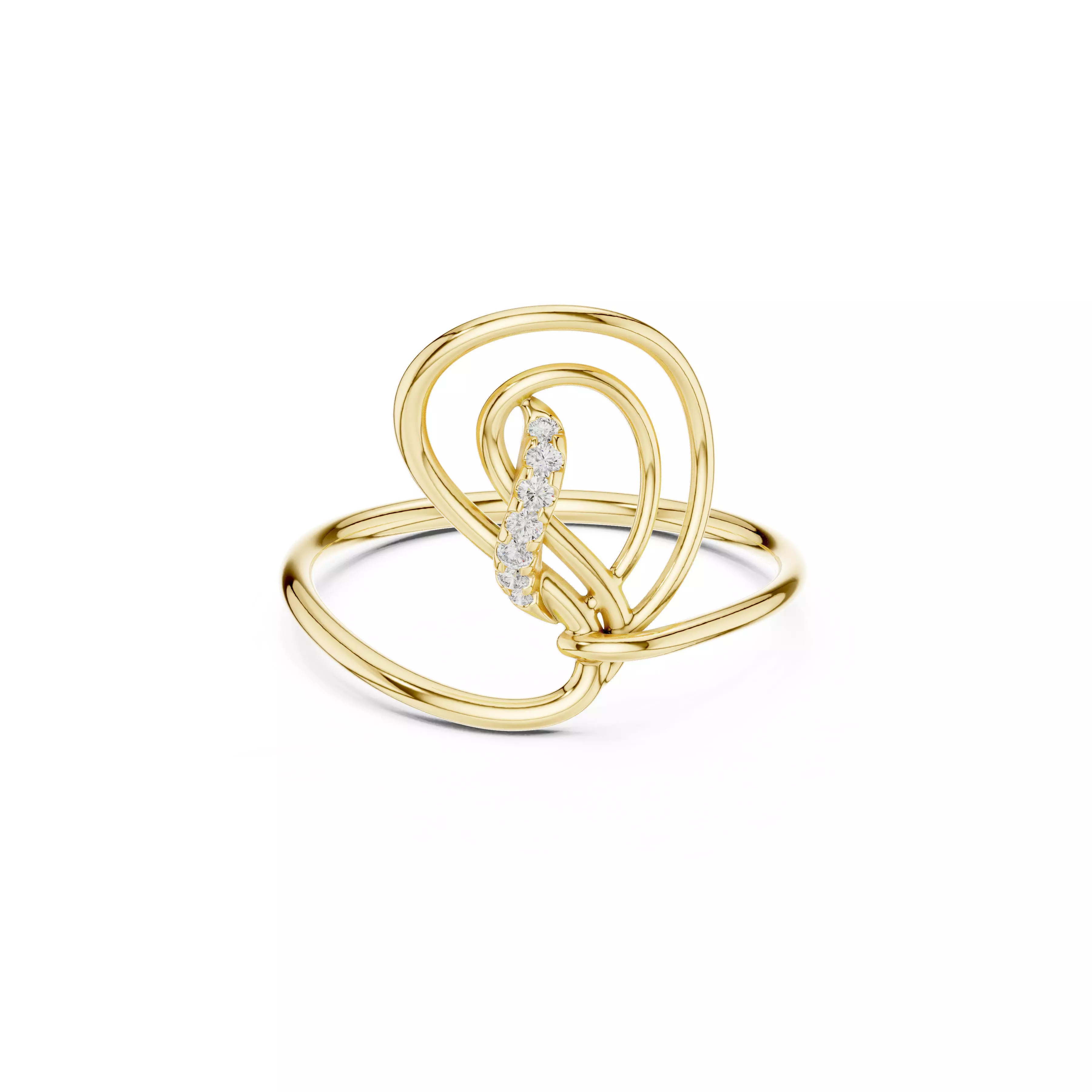 Jewelry Abstract Loop Diamond Ring Sculptural Flow CAD 3D print model