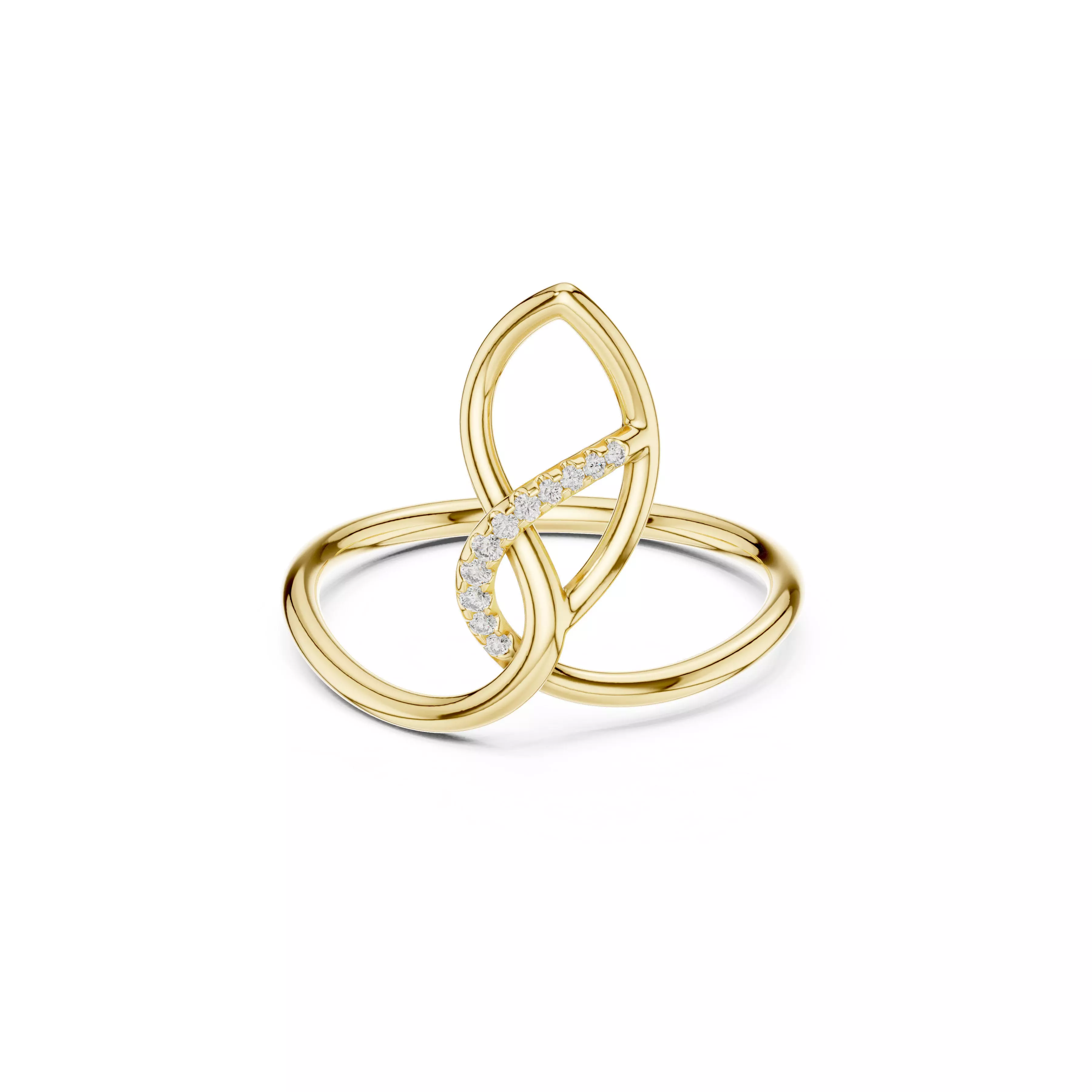 Jewelry Infinity Twist Diamond Accent Ring Fluid Minimal CAD 3D print model