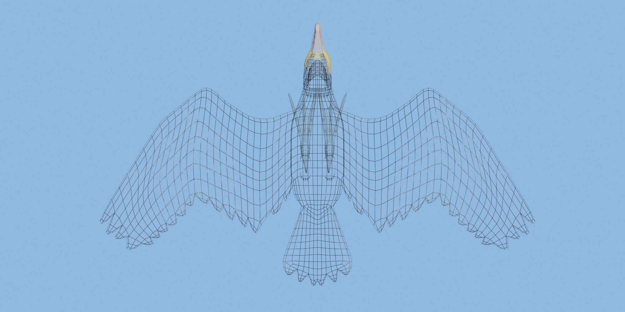 Low Poly Cormorant model with wings spread Low-poly 3D model_5
