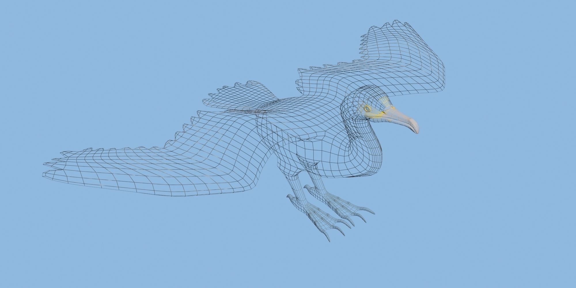 Low Poly Cormorant model with wings spread Low-poly 3D model_2
