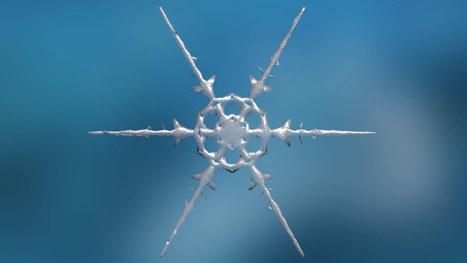 16 Unique Snowflakes Low-poly 3D model_10