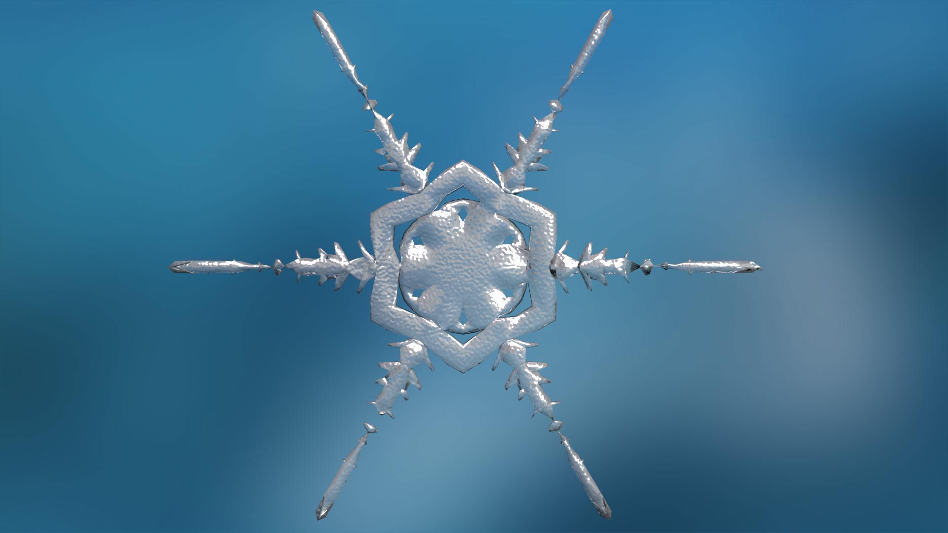 16 Unique Snowflakes Low-poly 3D model_17