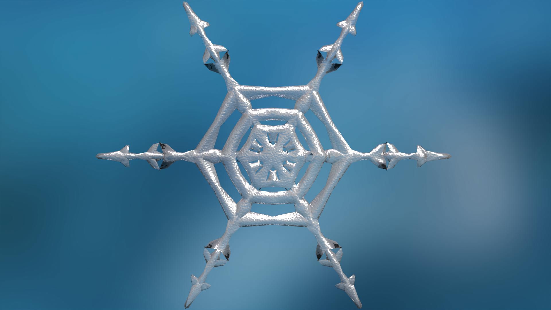 16 Unique Snowflakes Low-poly 3D model_18