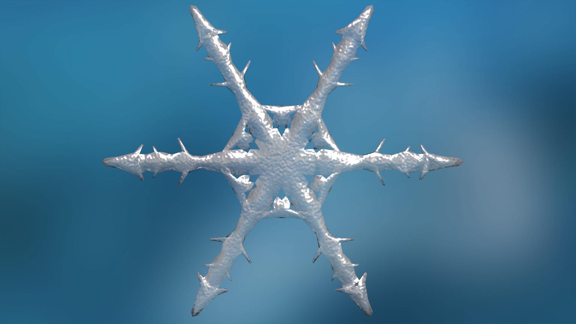 16 Unique Snowflakes Low-poly 3D model_14