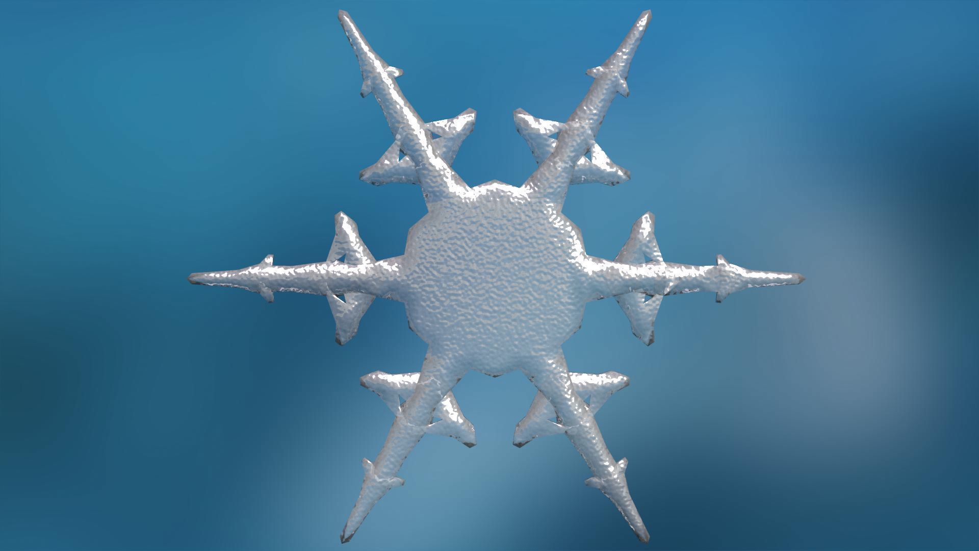 16 Unique Snowflakes Low-poly 3D model_16
