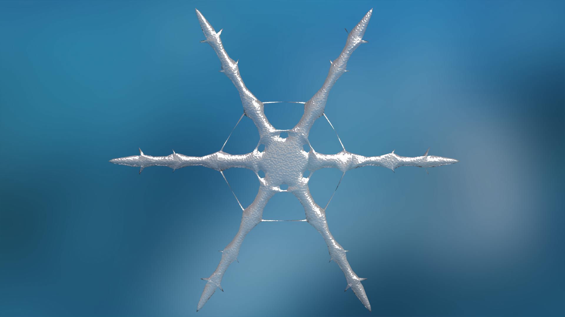 16 Unique Snowflakes Low-poly 3D model_12