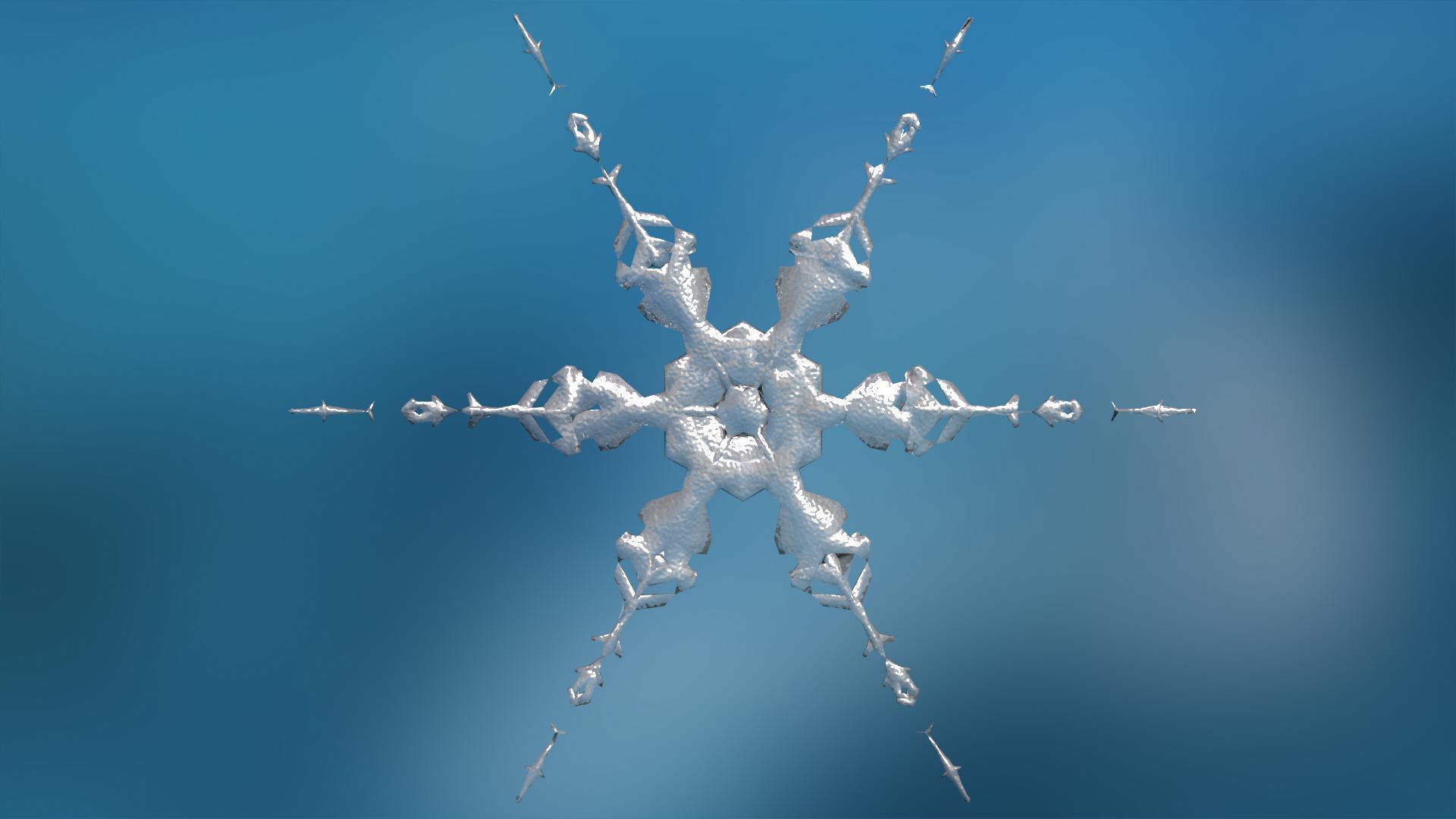 16 Unique Snowflakes Low-poly 3D model_8