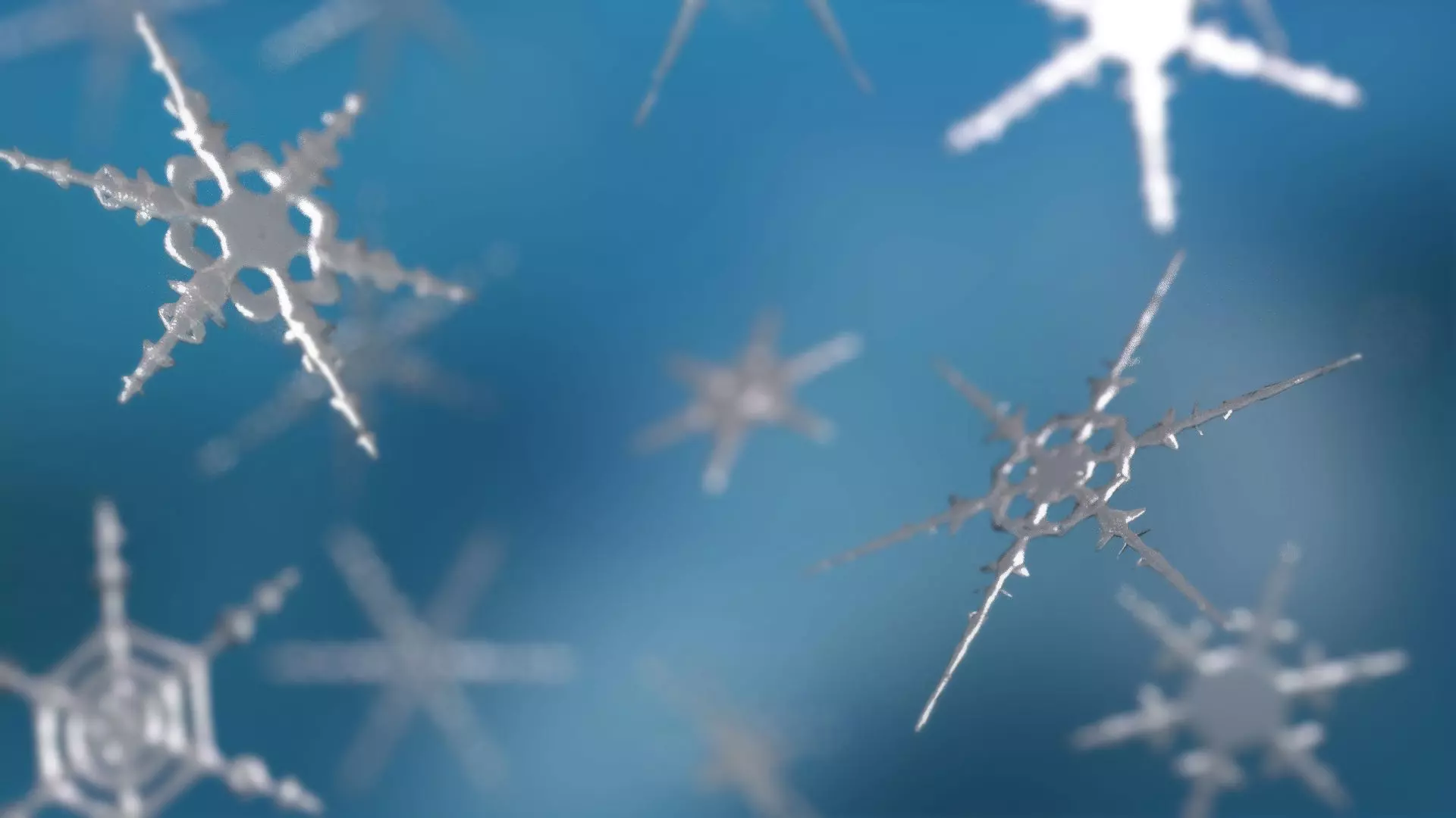16 Unique Snowflakes Low-poly 3D model_0