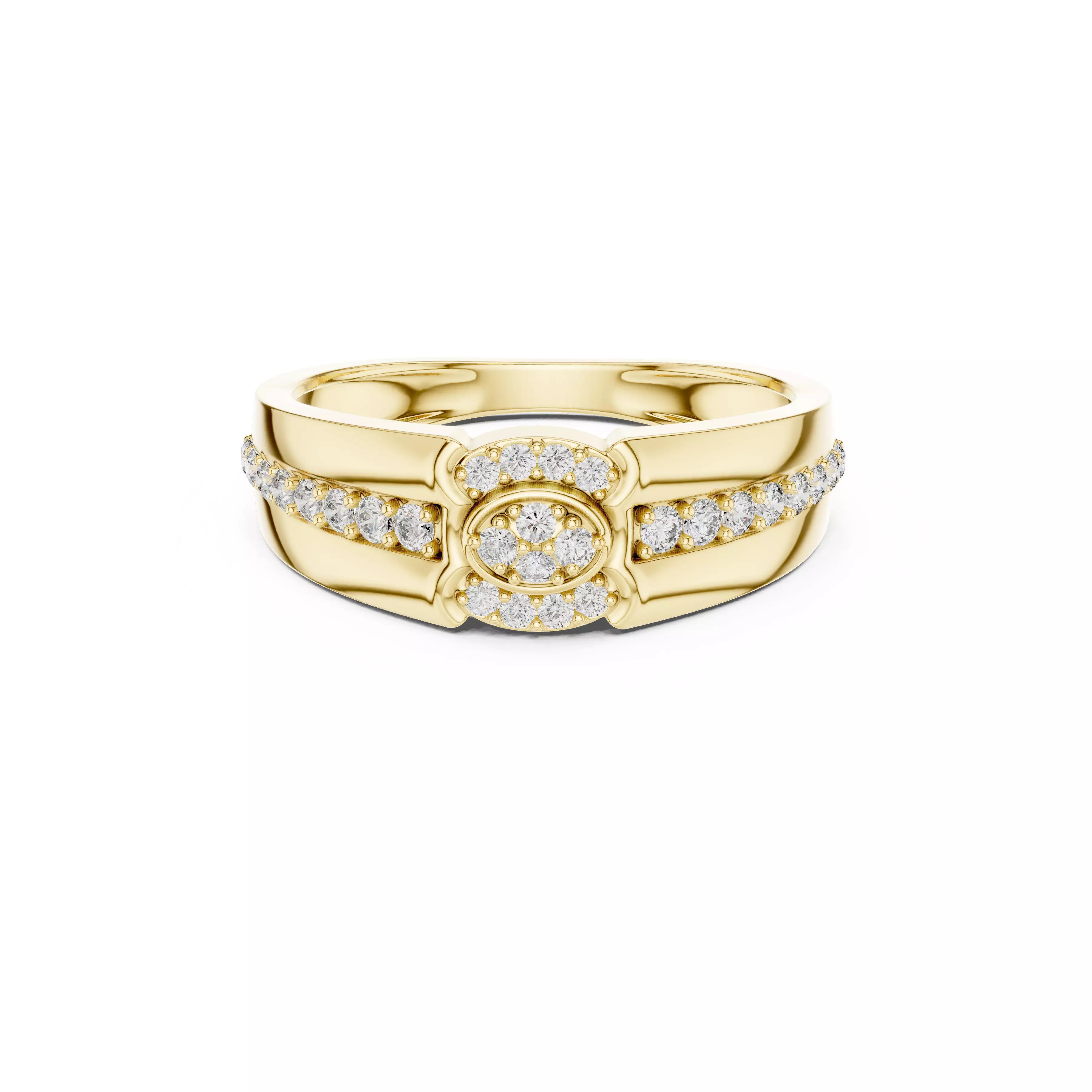 Oval Halo Diamond Ring Split Shoulder Channel Set CAD 3D print model