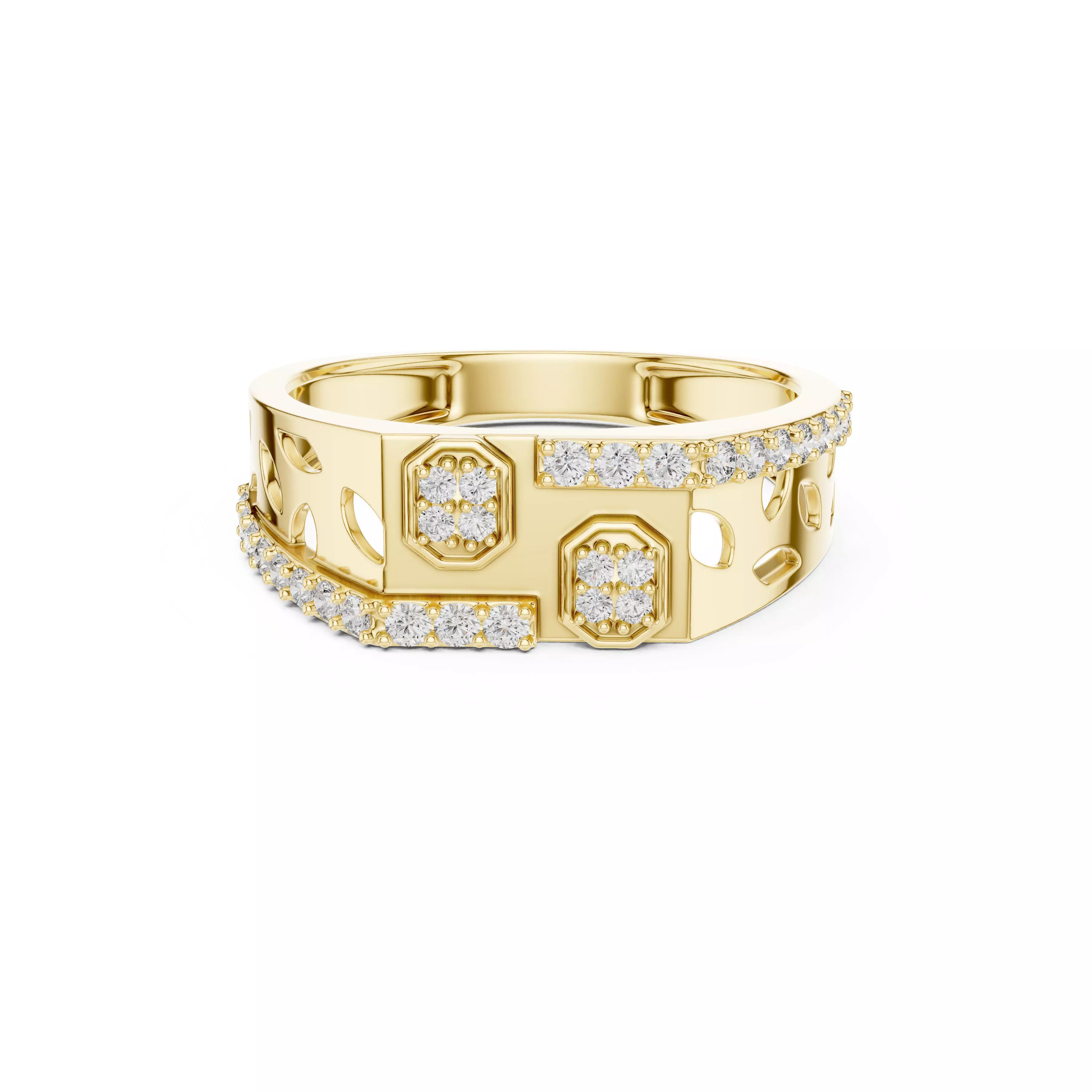 Jewelry Unisex Diamond Link Band Ring Modern Structured Luxury 3D print model