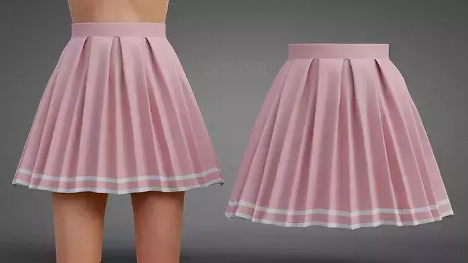 Tennis Pleated Skirt - Pink and White Striped Mini Skirt