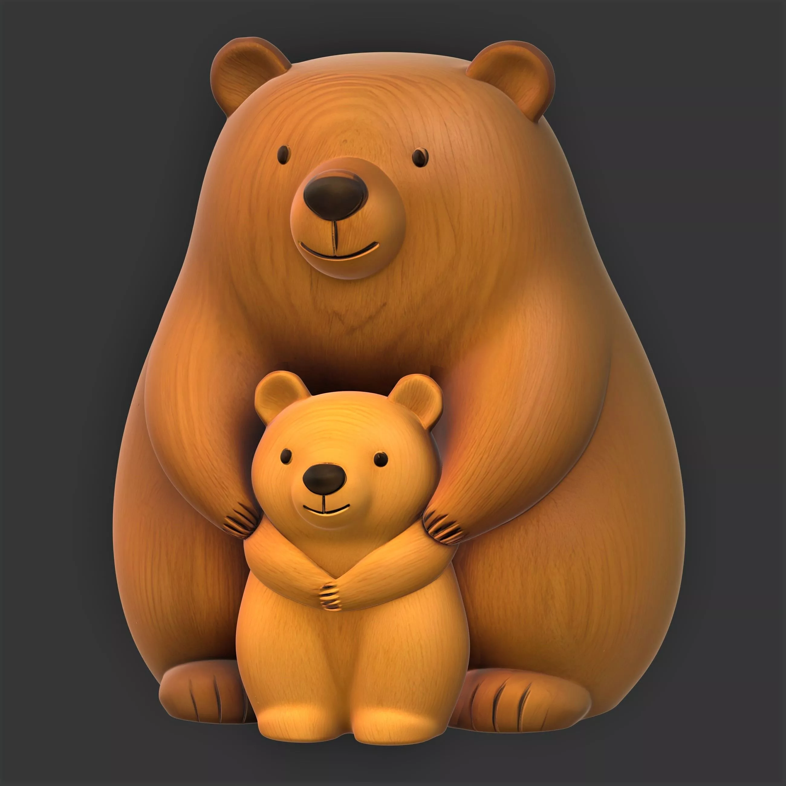 bear father and kid 3D print model