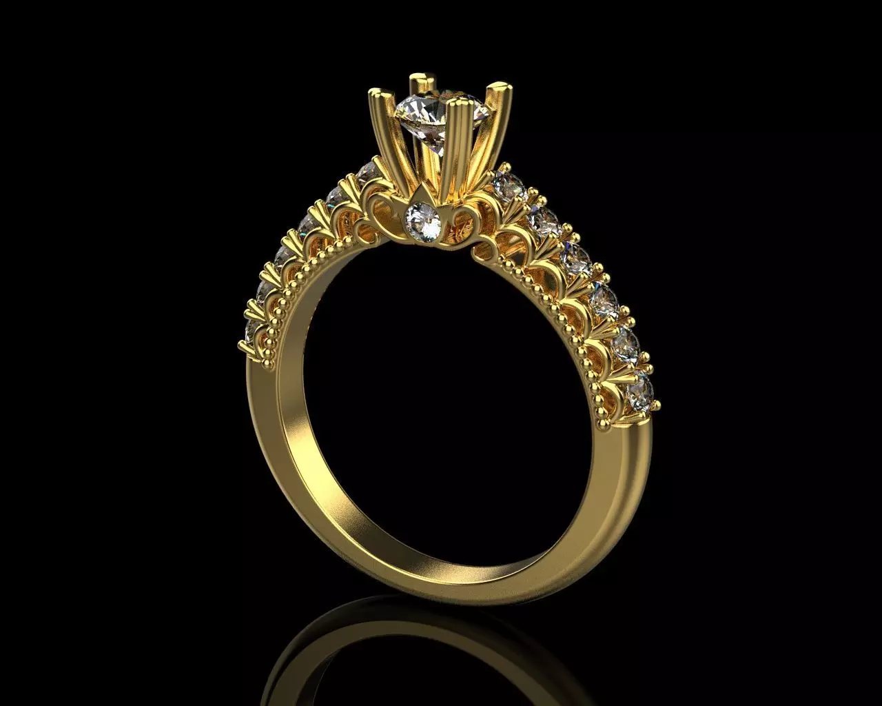 gold leaf engagement ring 3D print model