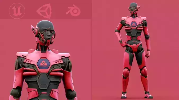 CYBORGTOPIA B-37  Rigged for Unreal Engine - Unity - MIXAMO