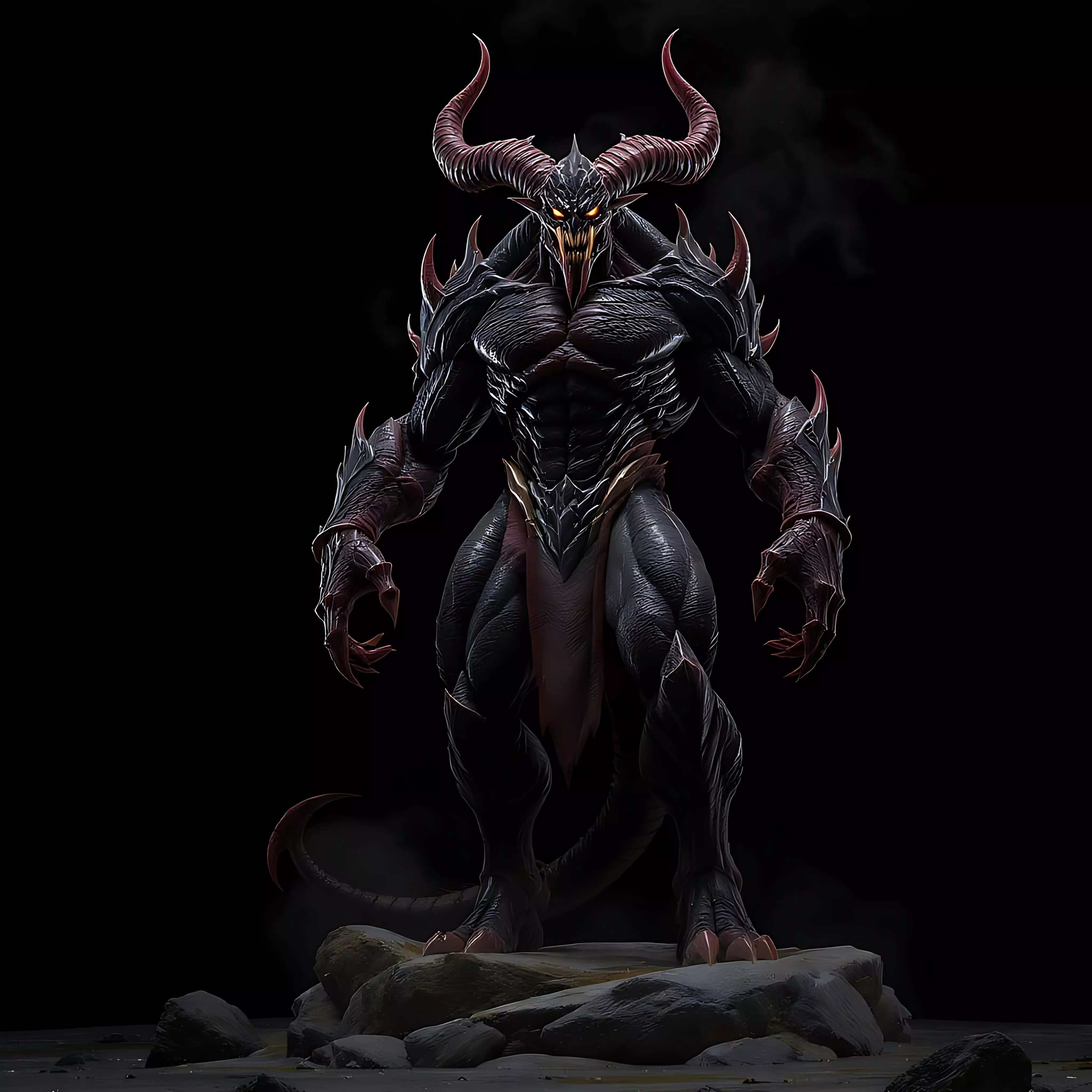 Black Demon Warrior Stylized Dark Creature STL 3D print model