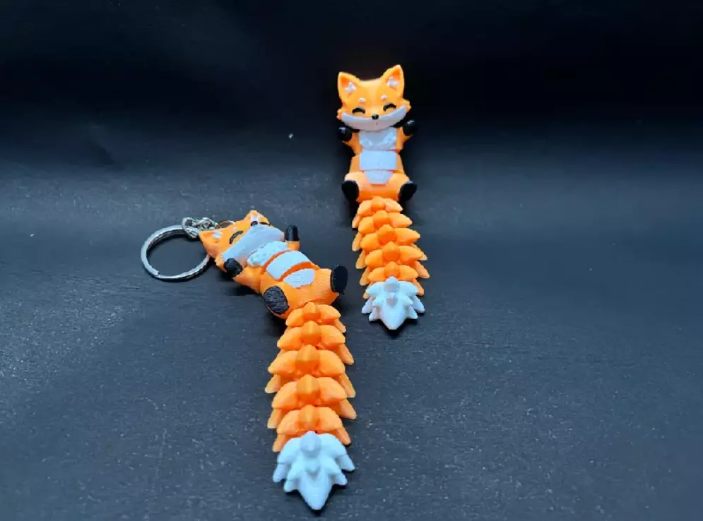 Fluffy Tail Cute Flexi Cat Toy Keychain 3D print model