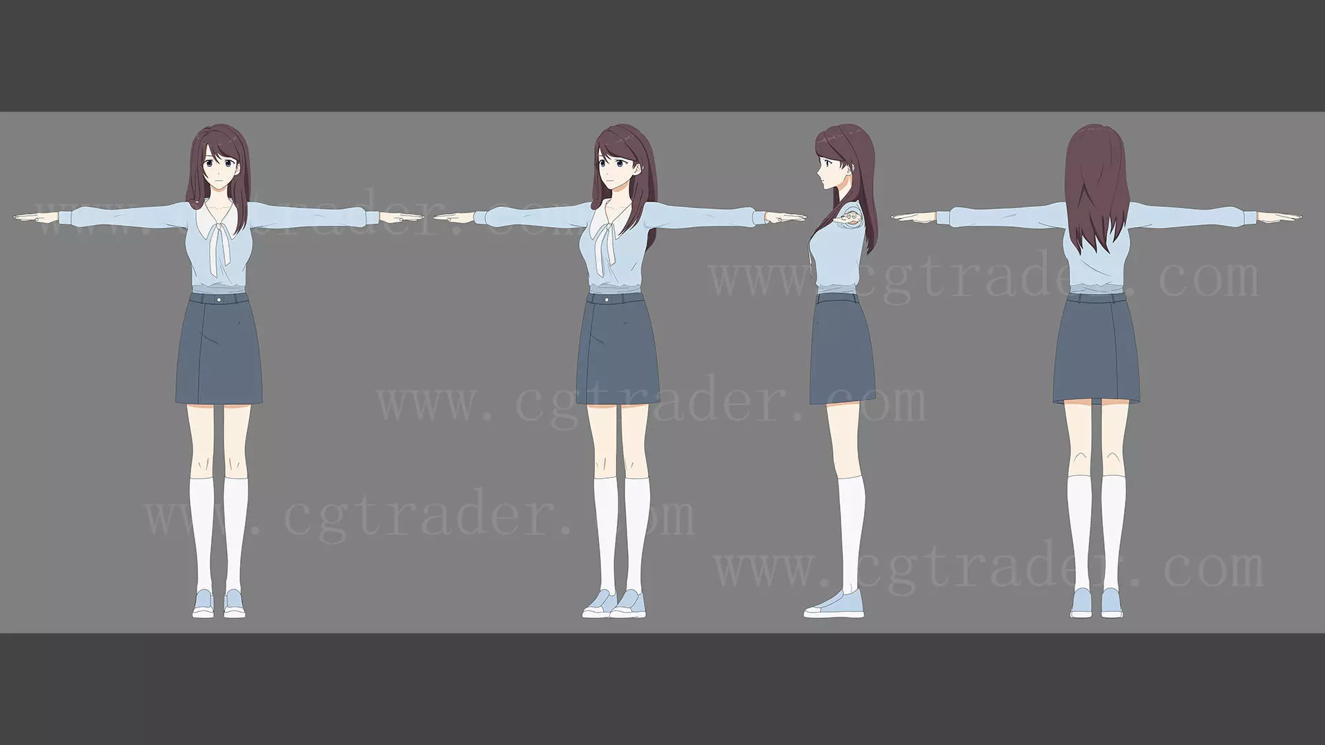 girl student stylized 3D model