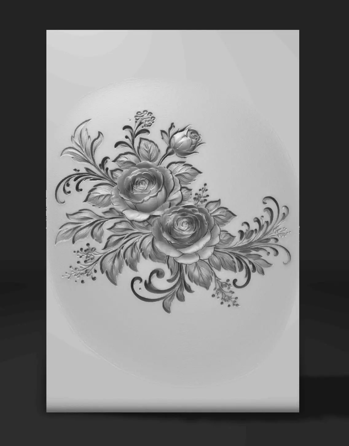 Floral Rose Ornament Wall Relief 3D Model Decorative Panel CNC 3D print model