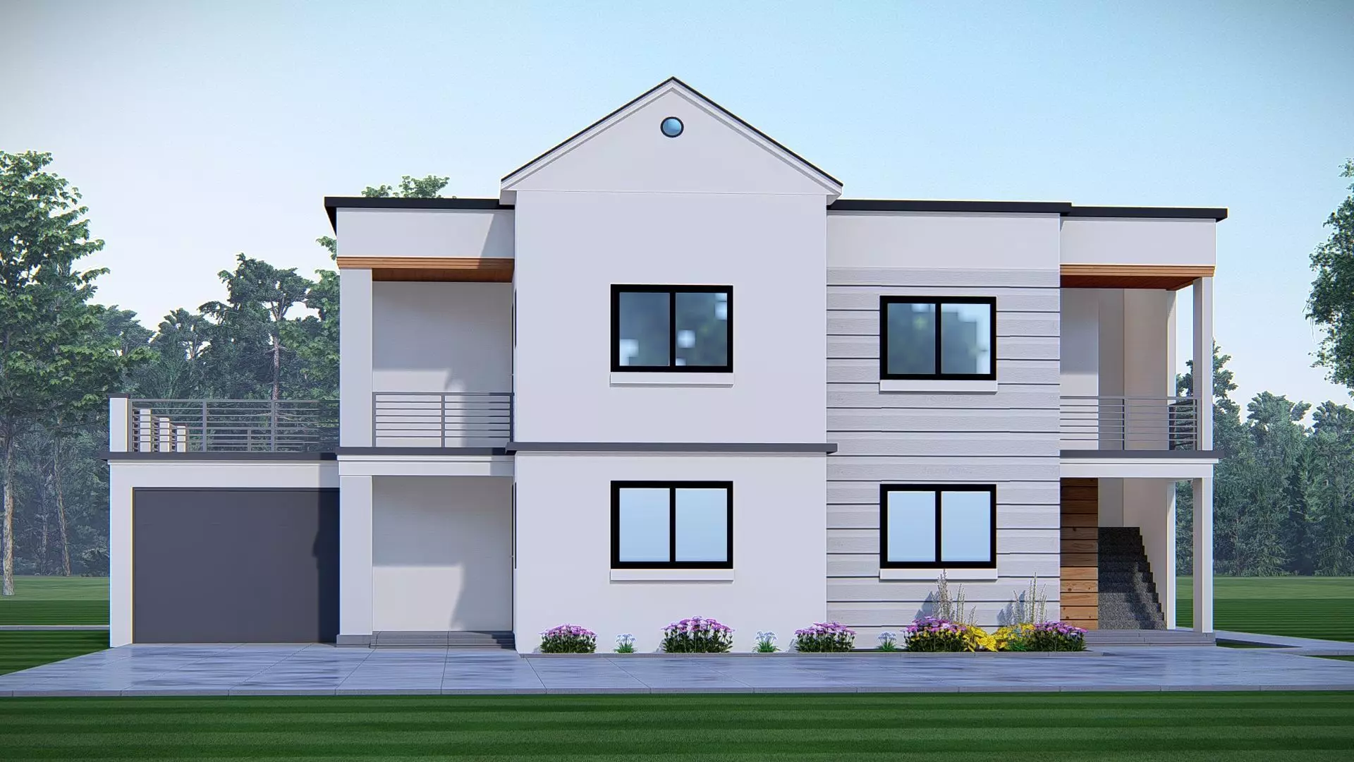 Modern Two Story House Model Minimalist Contemporary Exterior 3D model