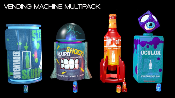Game-Ready Vending Machine Power-up Dispenser Multipack Low-poly 3D model