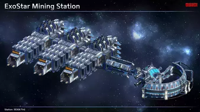 Modular Corporate Mining Space Station Low-poly 3D model
