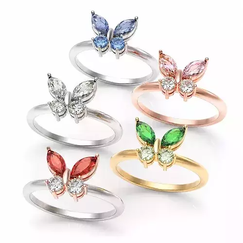 Small Gemstone Butterfly Ring  available in 5 US Sizes  