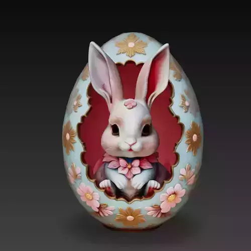 Cute Bunny Easter Egg Decorative Sculpture 3D Model
