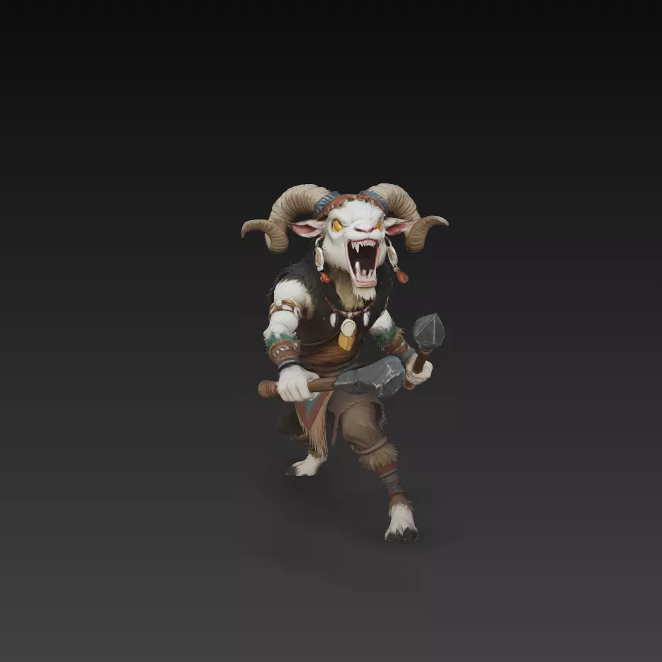 Stylized Goat Warrior Character Fantasy Beast Barbarian 3D Model 3D print model