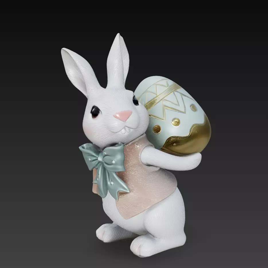 Stylized Easter Bunny Holding Egg Cute Rabbit Character 3D 3D print model