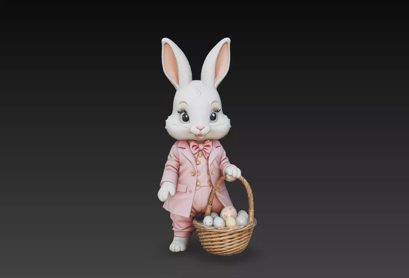 Stylized Easter Bunny Character Cute Rabbit with Basket 3D Model 3D print model
