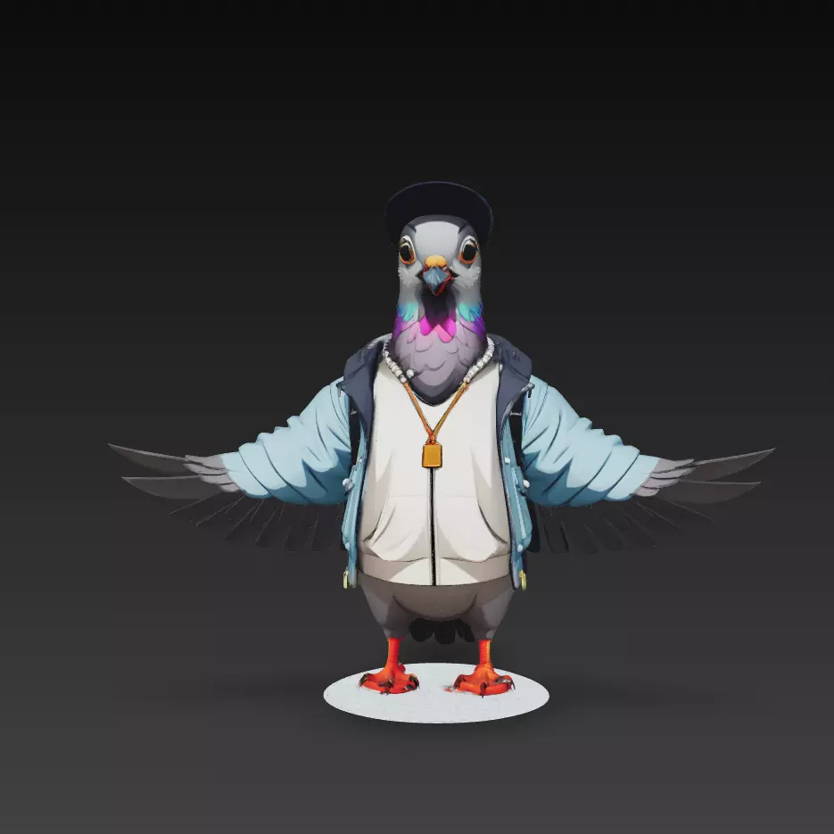 Stylized Street Pigeon Character Urban Bird Sculpture 3D Model 3D print model
